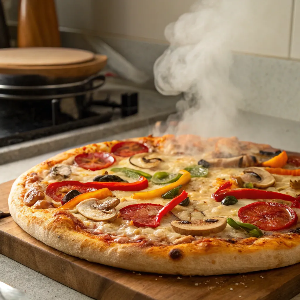 Freshly baked pizza