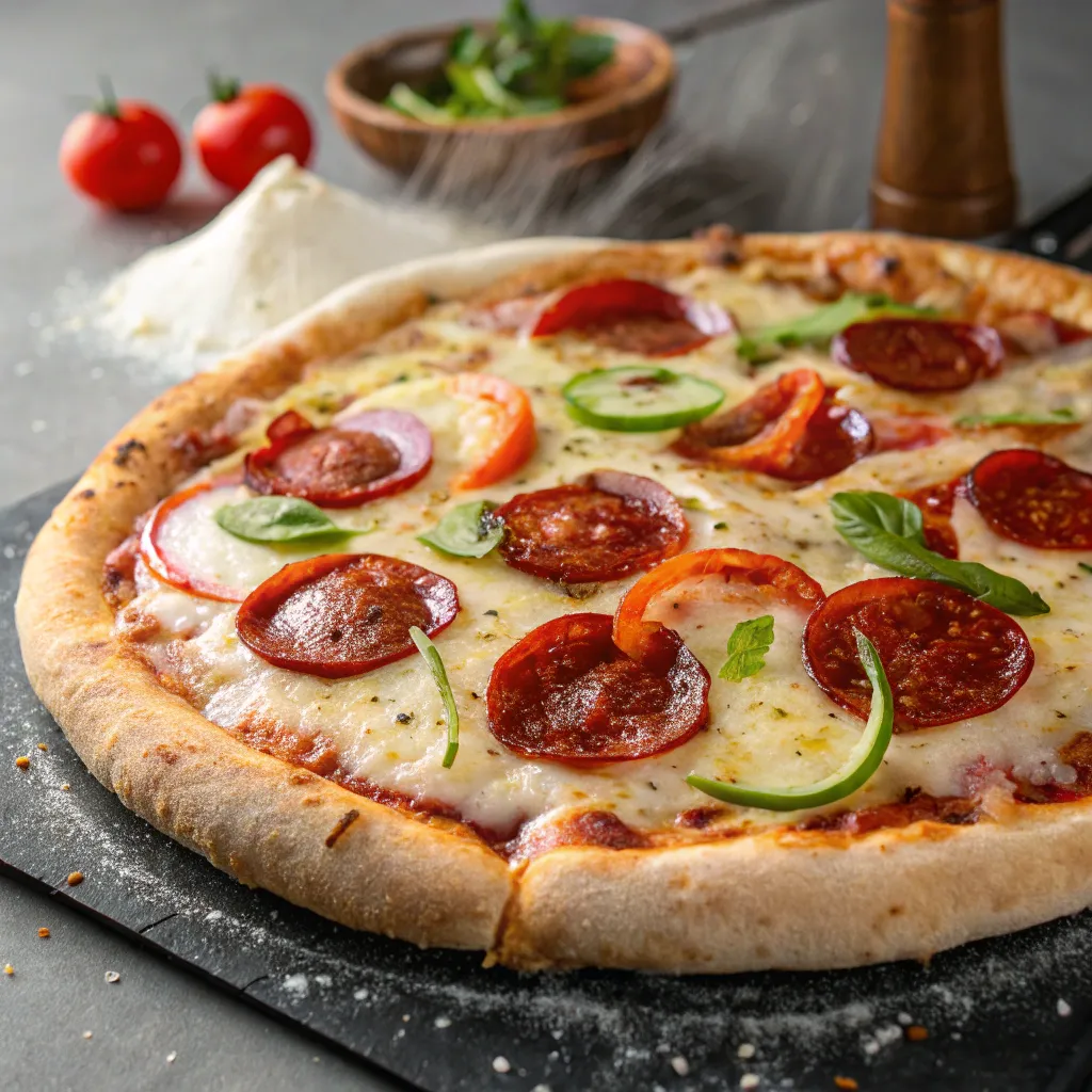 Freshly baked pizza